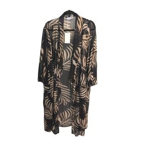 Estelle Of Australia long Sheer‎  Coat Jacket Women's Size 4X Fern Black Tan NWT